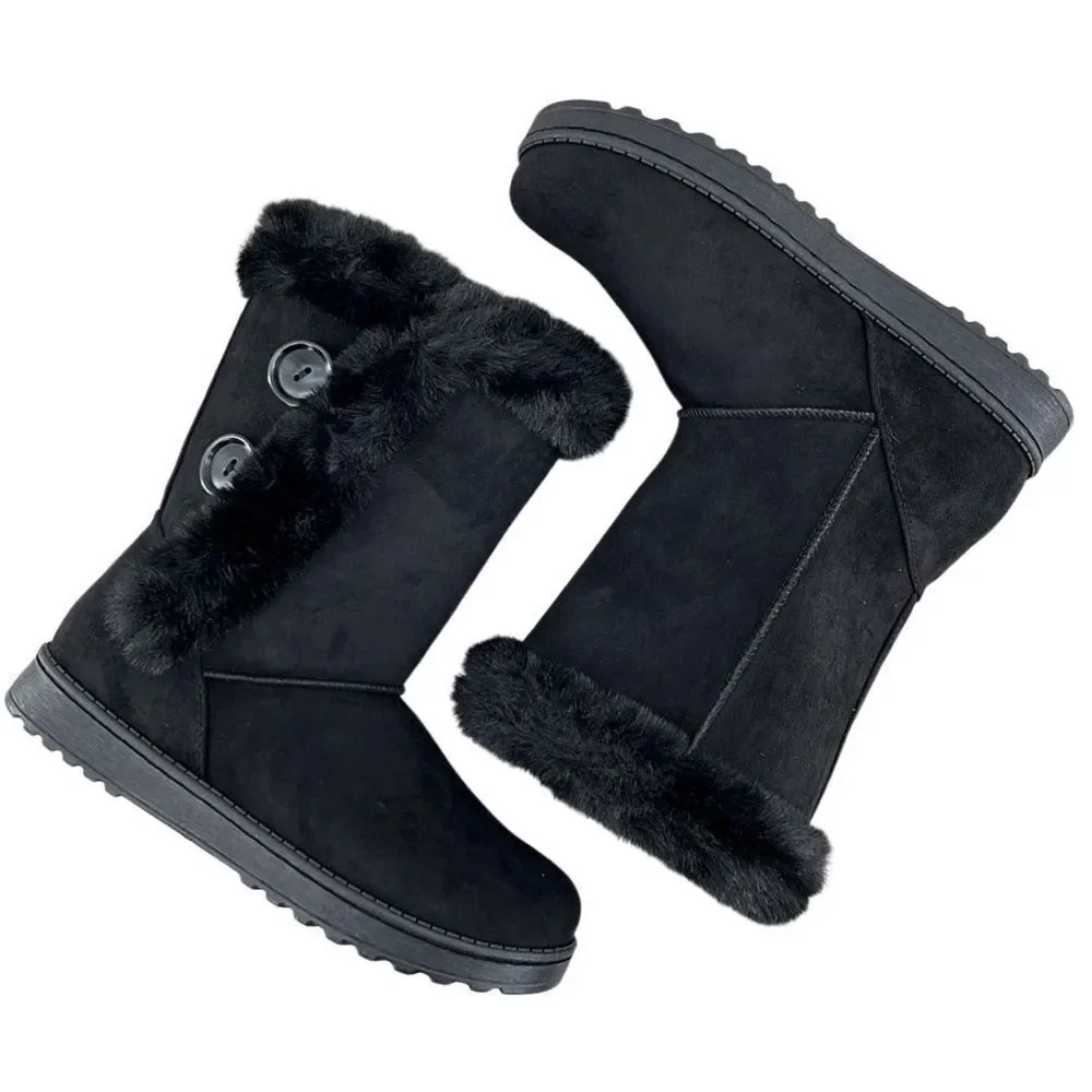 Women’s Black Cozy Abigail Faux-Fur Winter Boots Size 10